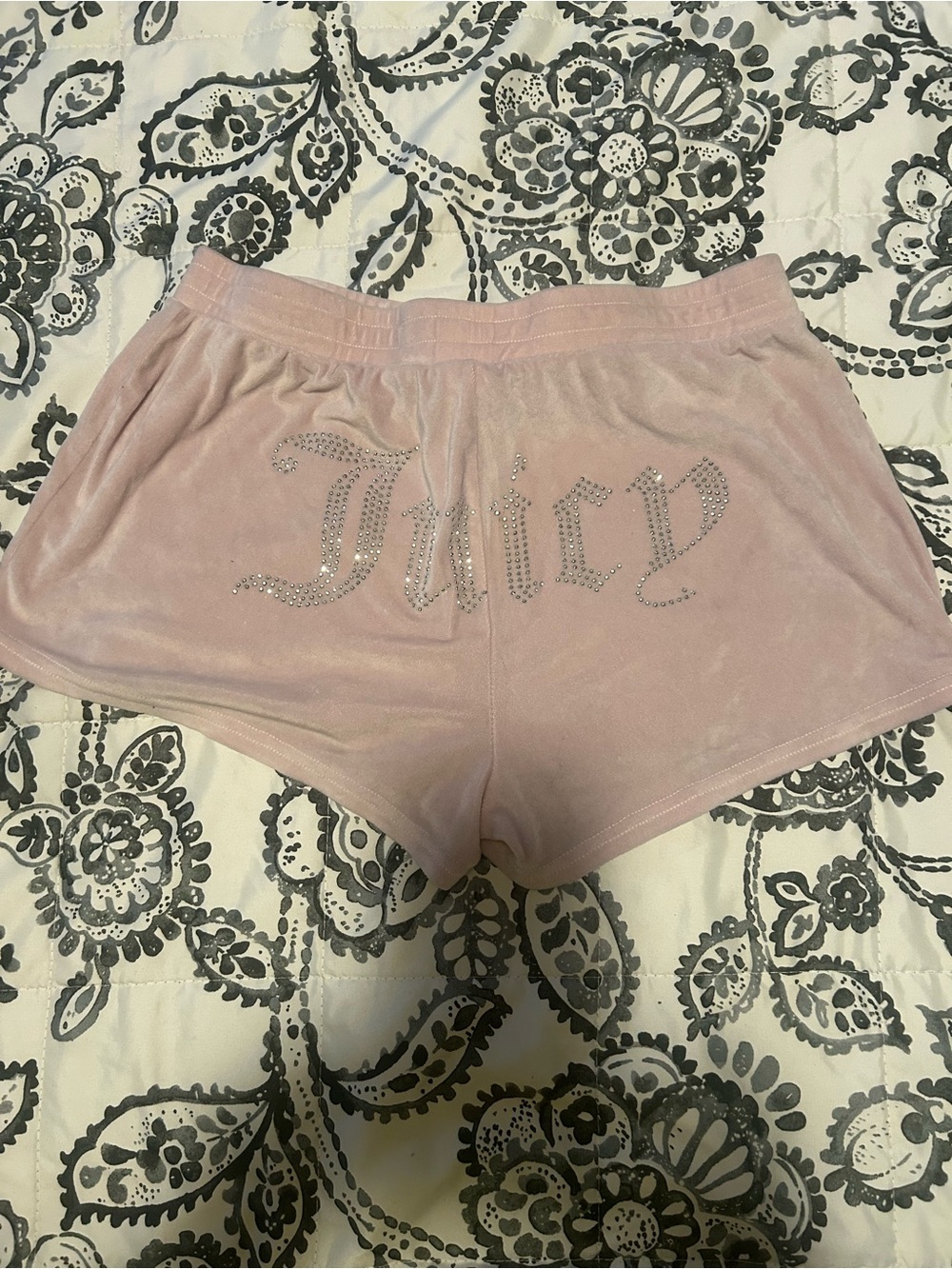 Juicy Couture Light Pink Velour Rhinestone Logo Athletic Shorts